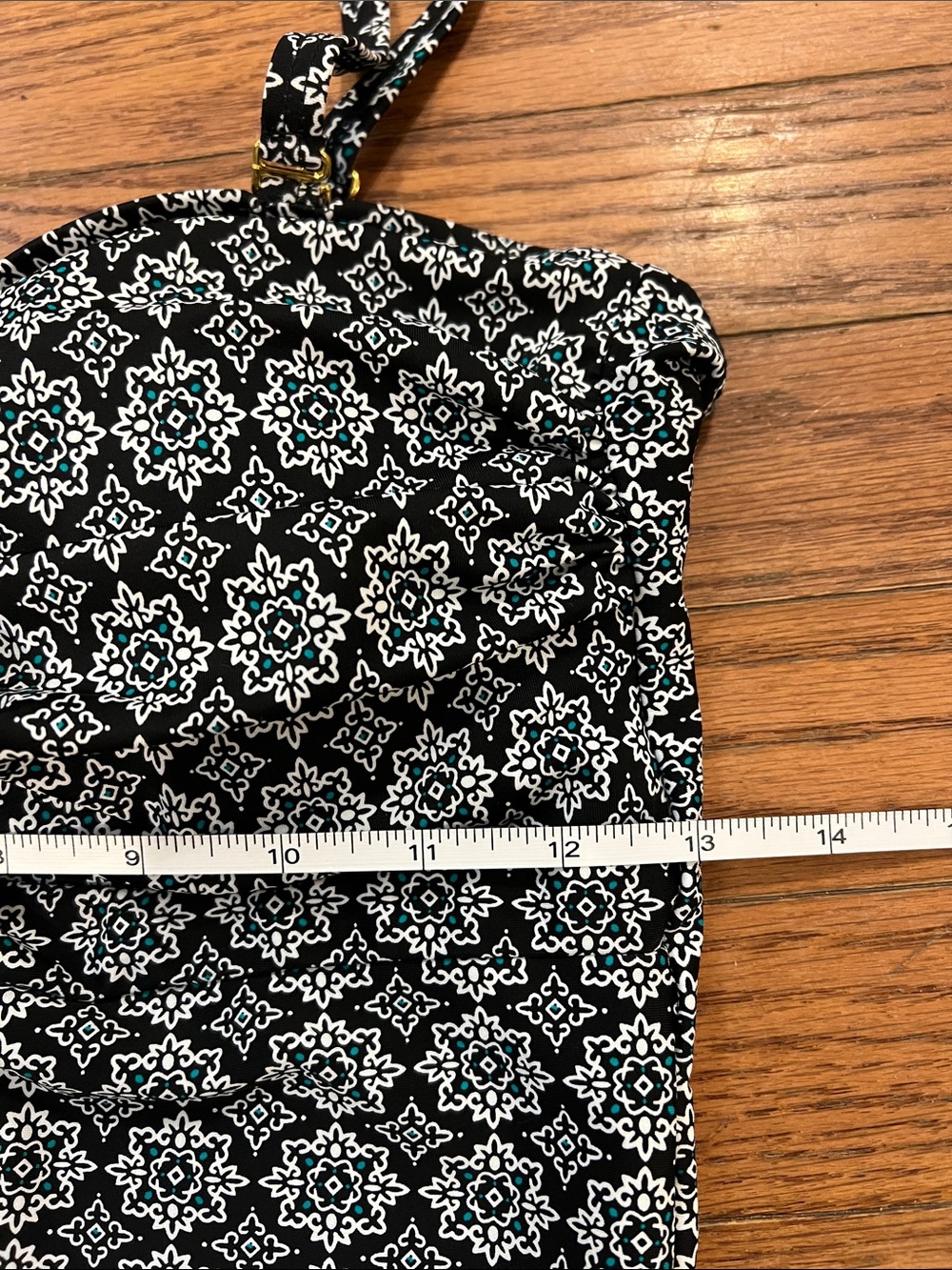 Shore Shapes One Piece Swimsuit Black White Floral Print Size 12 Tummy Control - Picture 9 of 12